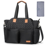 Diaper Bag Tote, 17 Pockets Large Waterproof Travel Design with Portable Changing Pad, Crossbody Maternity Hospital Carry for Newborn Gifts, Twill