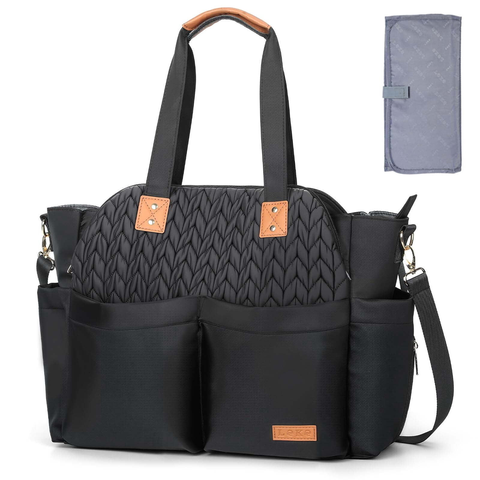 17-Pocket Large Waterproof Diaper Bag Tote - Twill Baby Bag with Portable Changing Pad, Crossbody Hospital Labor Delivery Bag for Mom, Newborn Essentials Gift