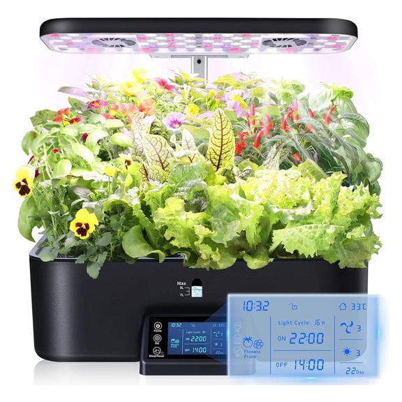 17-Pod Smart Indoor Hydroponic Garden with Dual Fans, 24W LED Grow Light