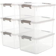 17 QT Clear Storage Bins with Lids Large Stackable Plastic 6 Pack 15.9x11.6x7.3"
