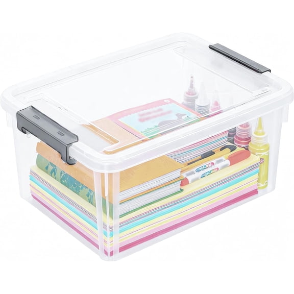 17 QT Plastic Storage Bins with Lids Latching Stackable Storage Containers for Organizing Large Clear Storage Box for Garage, Craft, Toys, Closet, Home, 1 Packs