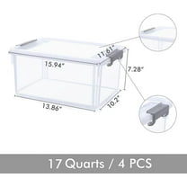 17 QT  Plastic Storage Bins with Latching Lids - 4 Pack for Garage, Closet, Kitchen Organization
