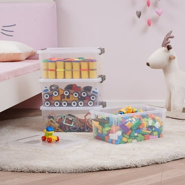 17 Qt Plastic Storage Bins with Lids Clear Stackable Totes Containers 4 Pack 16x11.6x7.3 in