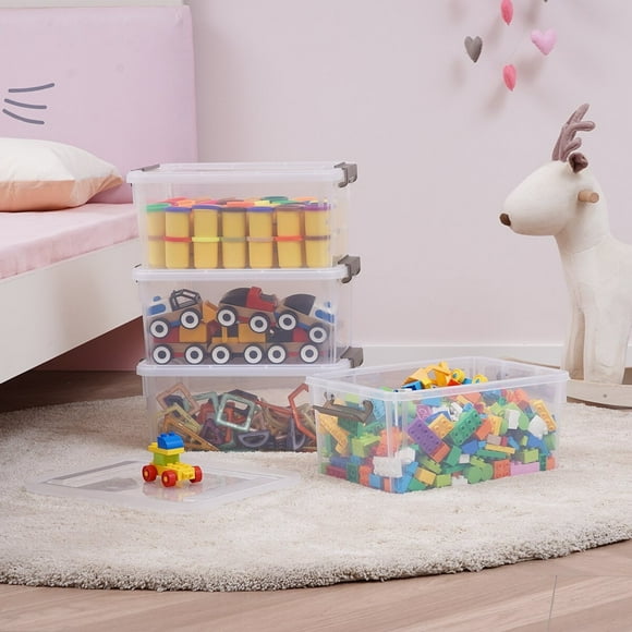17 Qt Plastic Storage Bins with Lids Clear Stackable Totes Containers 4 Pack 16x11.6x7.3 in