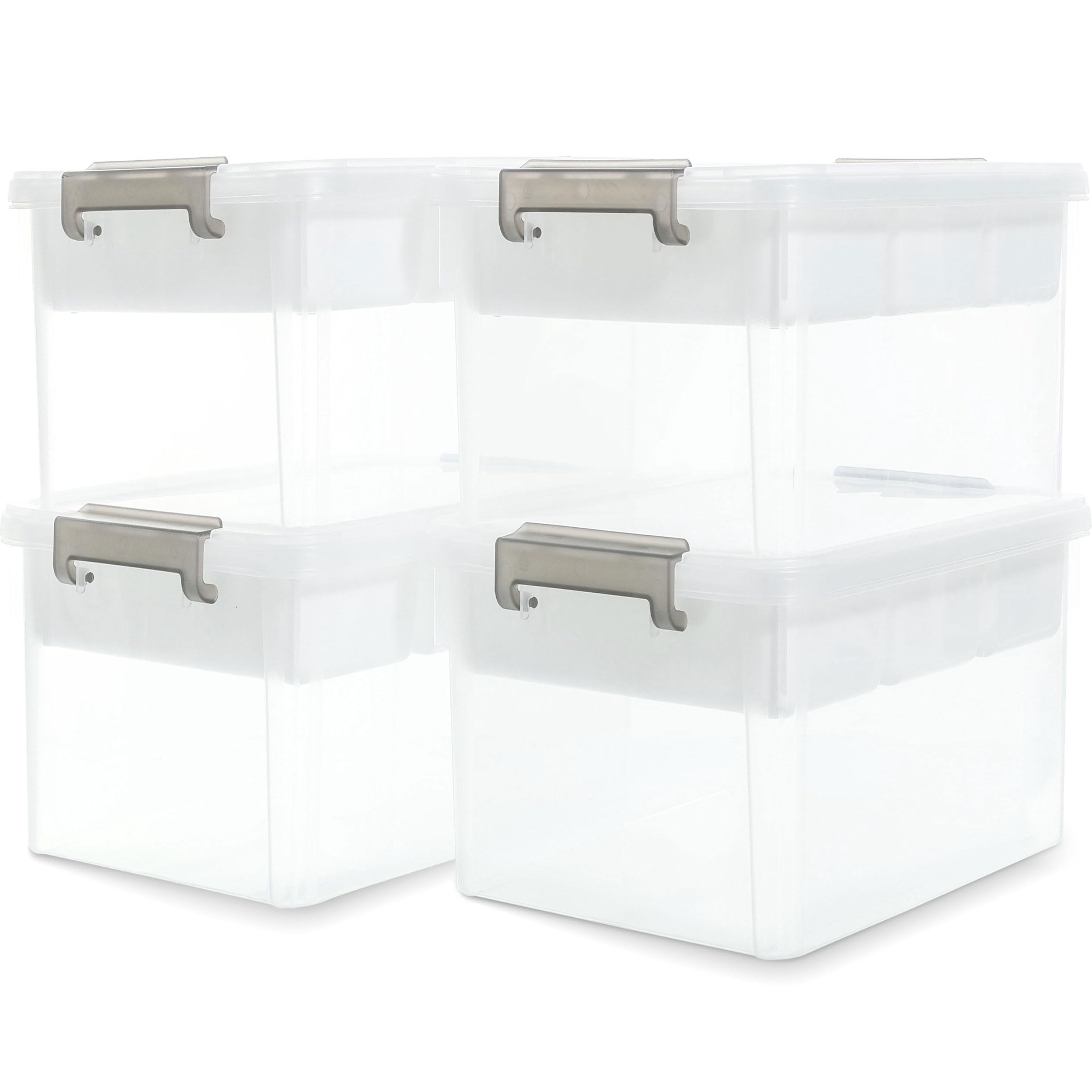 17 Qt Storage Box With Removable Tray Closet Organizers And Clear Container For Organizing  Craft Tools Files Office Supplies 4 Packs
