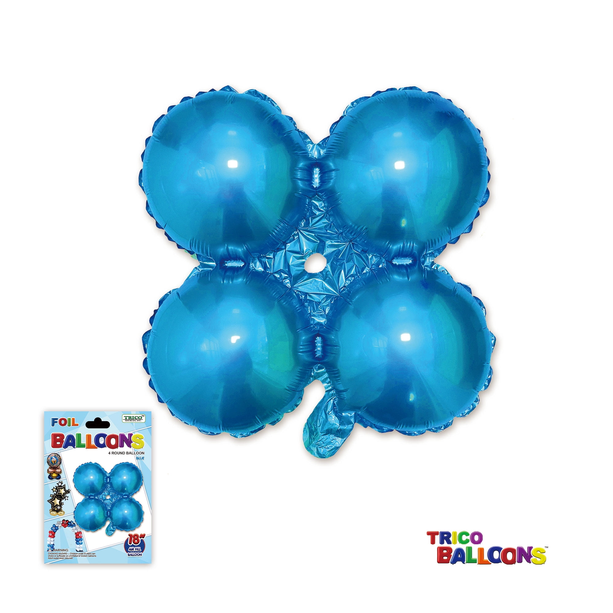 17" Quad Foil AirOnly Balloons 1 Ct Pack Blue Bright Colors For
