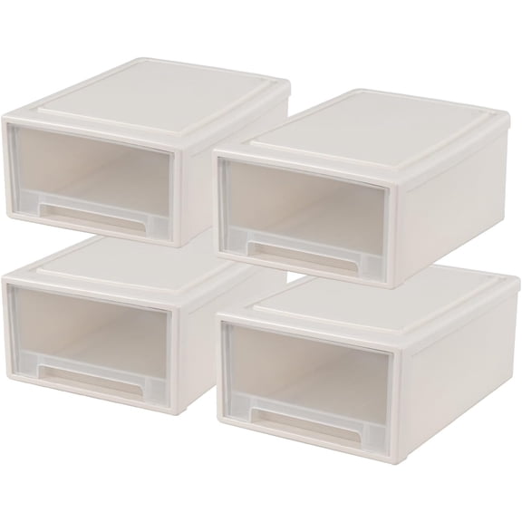 17 Quart Plastic Drawer Storage Organizer, 4 Pack Stackable Drawer Organizer