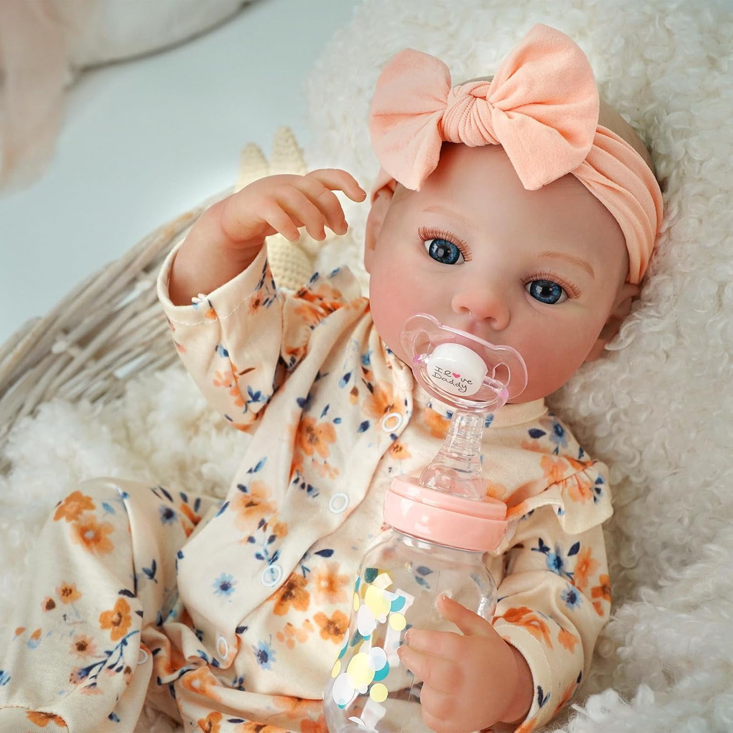 17" Realistic and Cute Eyes Opened Reborn Newborn Doll Girl Named Beall with Blue Eyes, Lifelike Baby Dolls That Look Real for 3+ Year Old-02