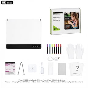 17" Rechargeable LED Acrylic Message Board Light Up Writing Board with 5 Drawing Sheets for Home Decor, Colorful Glow Memo Note Pad for Kids Adults Gift - Black