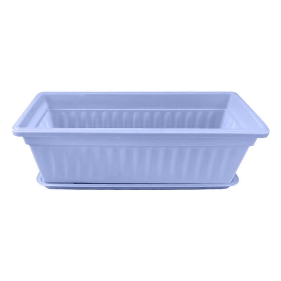 17" Rectangular Pot with Tray,Large Garden Planting Pot,Simple Style & Sturdy for Patio Yard Garden Home Decor Easy Move(Blue)