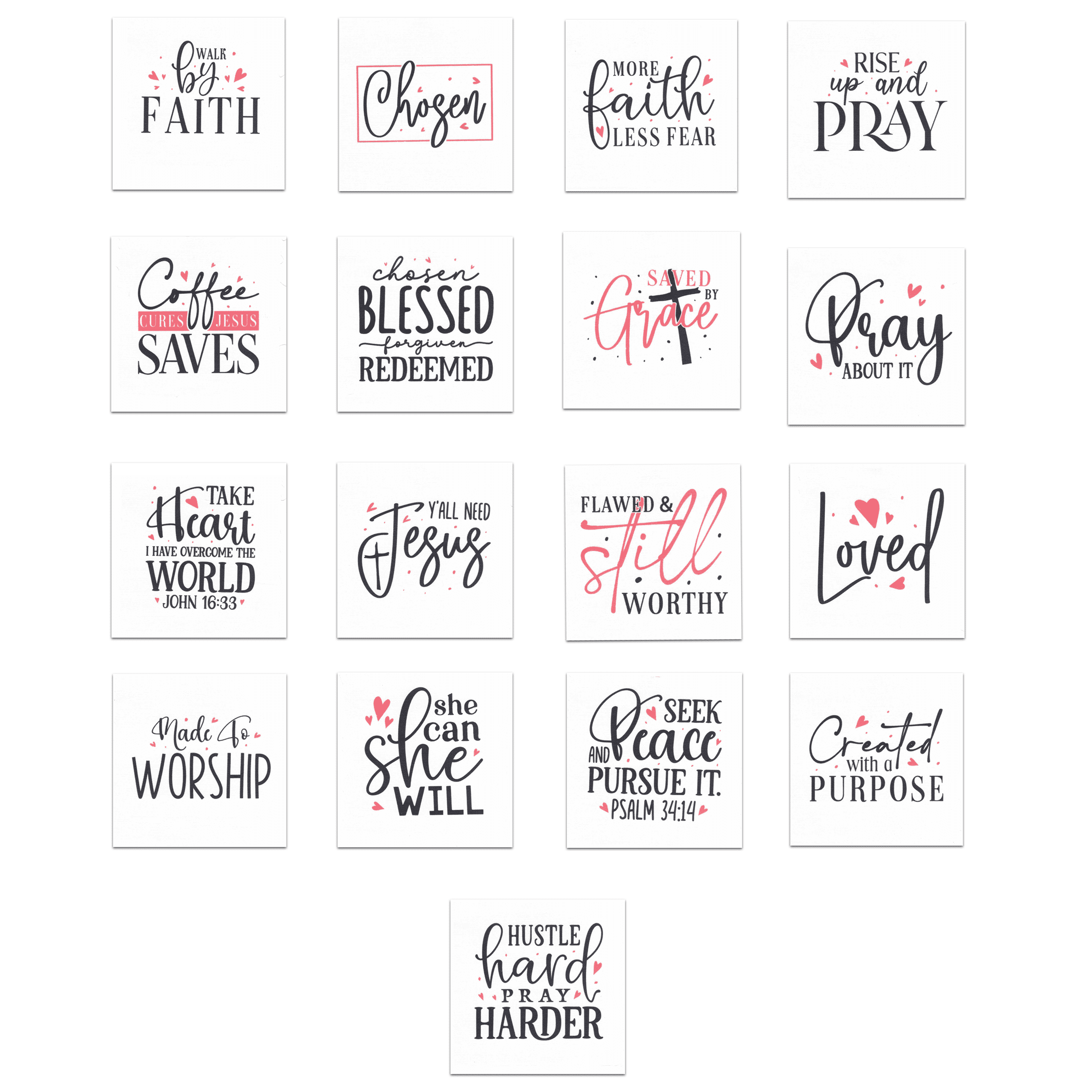 17 Scripture Bible Quilt Squares Size 6.5"