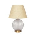 thumbnail image 1 of 17" Serenity Table Lamp - Ribbed Glass Base, Brass Accents, Linen Shade (E26 Bulb) - Modern Farmhouse Bedside Lighting, 1 of 5