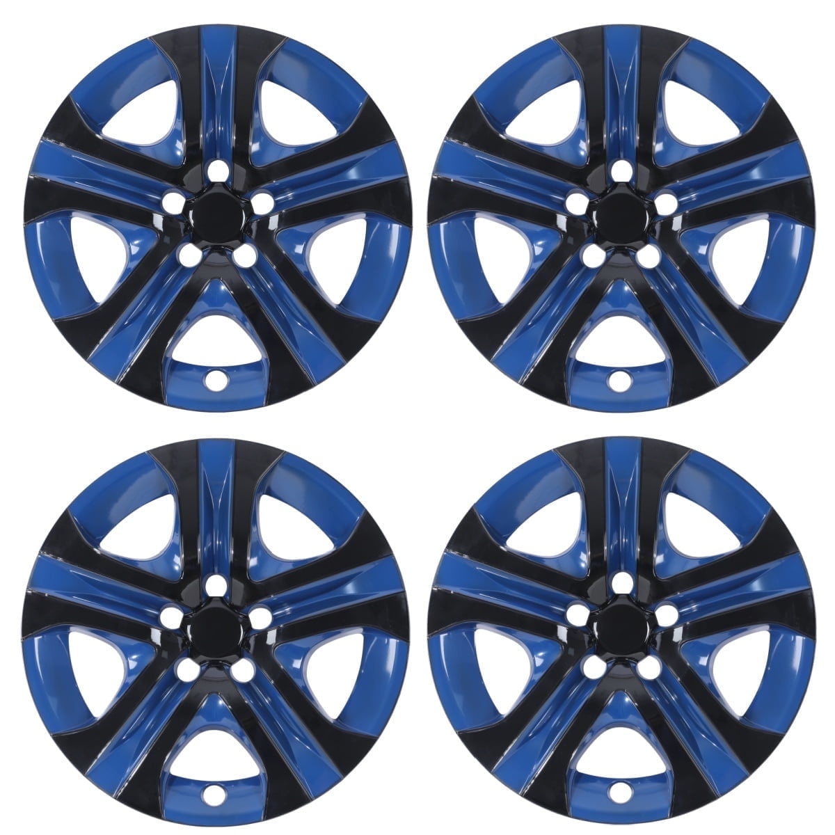 17" Set of 4 Hubcaps Wheel Rims Cover for 2013-2018 Toyota Rav4 Compatible With Steel Wheels Snap on Installation(Black Lacquer & Blue Lacquer)