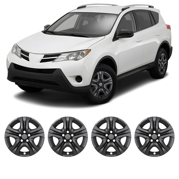 17" Set of 4 Hubcaps Wheel Rims Cover Fit 2013-2018 Toyota Rav4 Compatible With Steel Wheels Snap on Installation(Black Matte)
