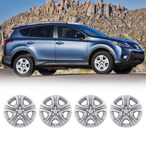 17" Set of 4 Hubcaps Wheel Rims Cover Fit 2013-2018 Toyota Rav4 Compatible With Steel Wheels Snap on Installation(Lacquer)