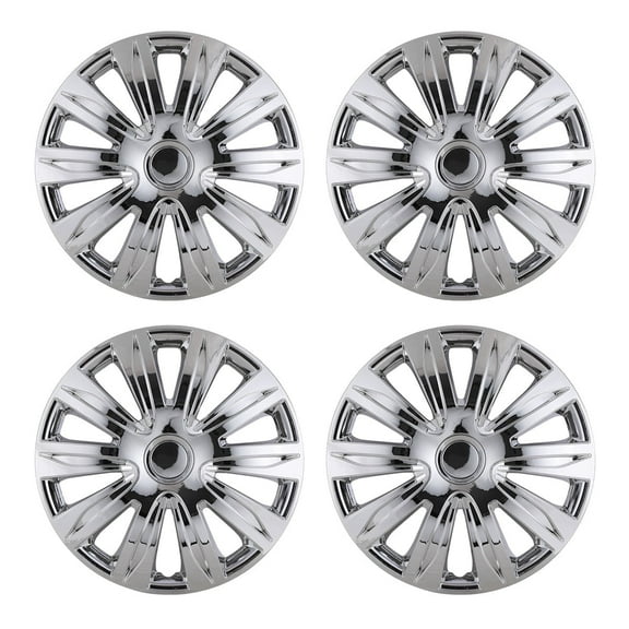 17" Set Of 4 Universal Wheel Covers Snap On Hubcaps Full Hub Caps fit R17 Tire & Steel Rim -CHROME
