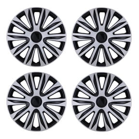 Set of 4 17" Universal Wheel Covers Snap on Hubcaps Full Hub Caps Fit R17 Tire & Steel Rim -Silver Lacquer & Black Lacquer