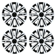 17" Set Of 4 Wheel Covers Snap On Hubcaps Full Hub Caps fit R17 Tire & Steel Rim -WHITE LACQUER & BLACK LACQUER