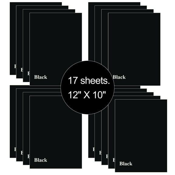17 Sheets Black 12" x 10" HTV Iron On Heat Transfer Vinyl Paper for T-Shirts Cricut Silhouette
