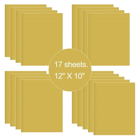 17 Sheets Gold 12" x 10" Pre Cut HTV Iron On Heat Transfer Vinyl Paper for T-Shirts Cricut Silhouette