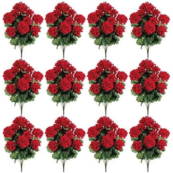 17" Silk Geranium Flower Bush -Red (case of 12)$$Home Decor, Kitchen, & Other