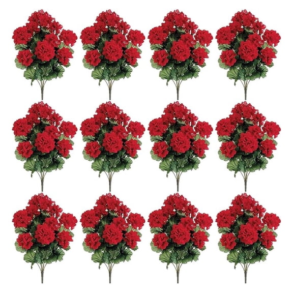 17" Silk Geranium Flower Bush -Red (case of 12)