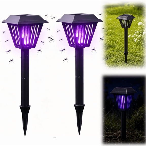 17" Smart Solar Dual-Mode Garden Zapper,Solar Powered Mosquito Zapper 2pcs