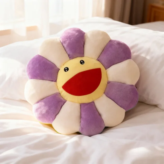 17" Smile Face Flower Plush Pillow Rainbow Chair Decoration Festive Toy Stuffed Doll Sleep Cushion Mat Home Sunflower Sofa Floor Pillow for Kids Relaxation Gift - Christmas Gift Set