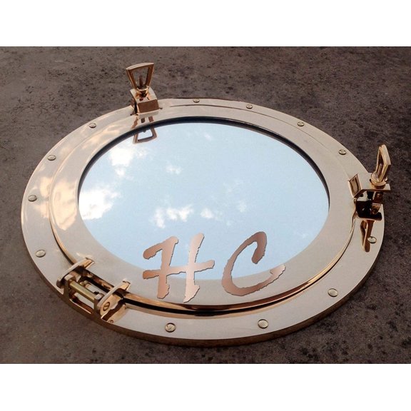 17" Solid Brass Porthole Mirror (Brass Polished)
