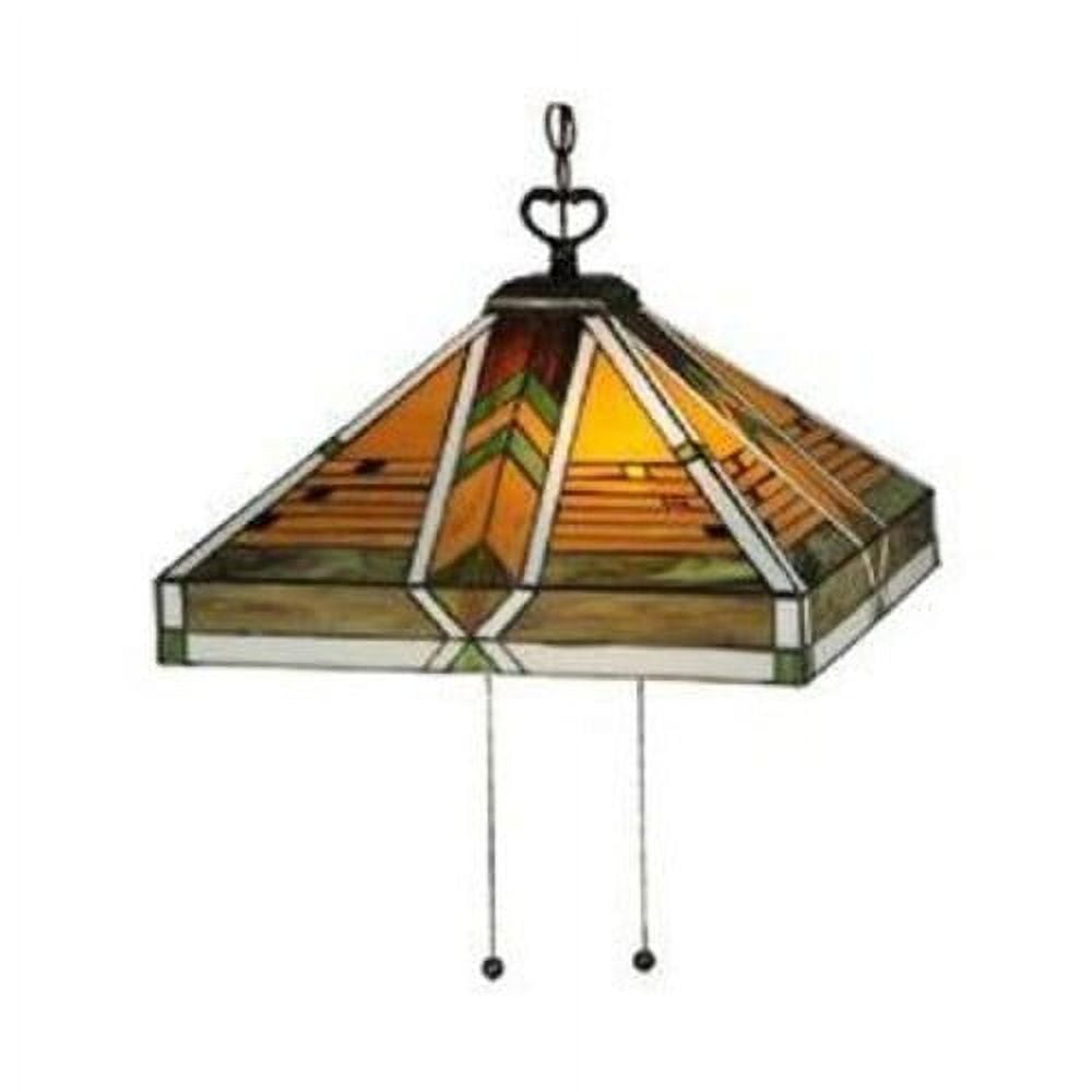 Abilene Mission-Style 2-Light Geometric Chandelier in Multicolor Glass