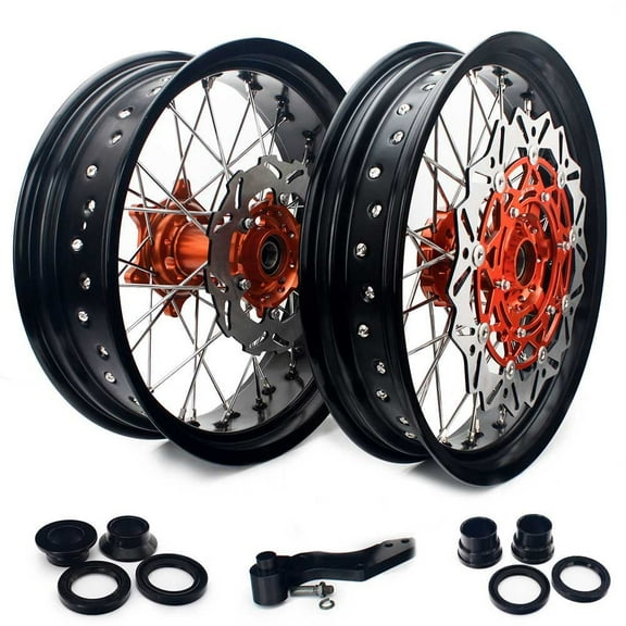 17" Supermoto Wheels Rims Rotors for EXC SX SXF EXC-F XC XC-W SXS 125-540 690 Enduro R