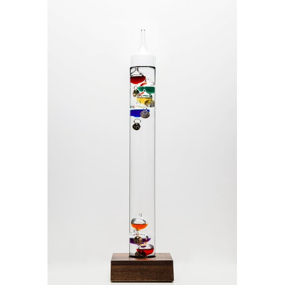 17" Tall Galileo Thermometer With Wooden Base