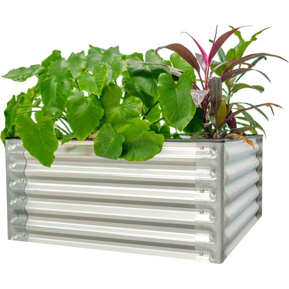 17“ Tall Galvanized Raised Garden Bed, 3ftx3ft Metal Raised Garden Bed Kit Rectangular Raised Planter Garden Deep Root Box Planter for Vegetables, Flowers, Herbs, and Succulents