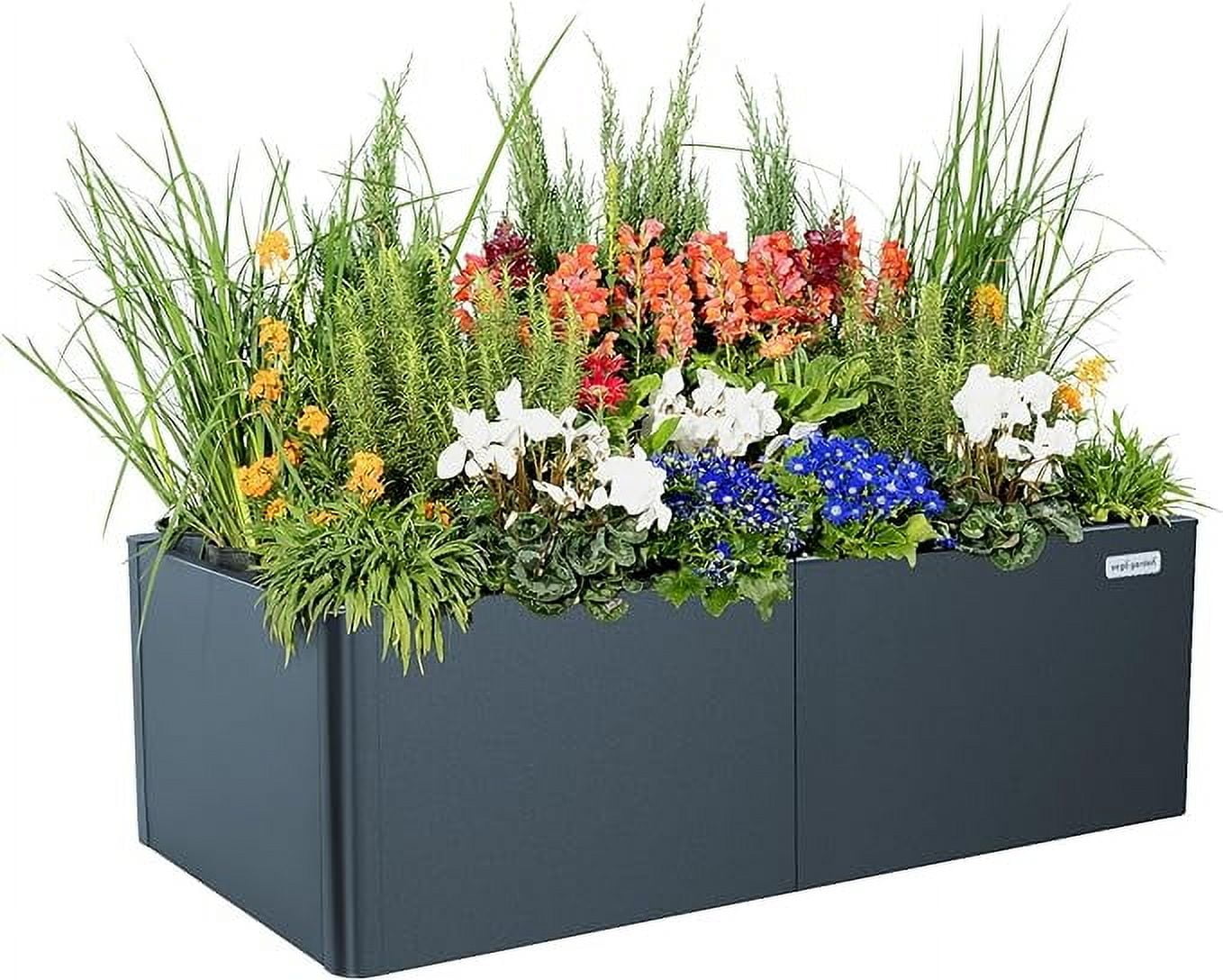 Midnight Blue 17" Tall Metal Outdoor Raised Garden Bed