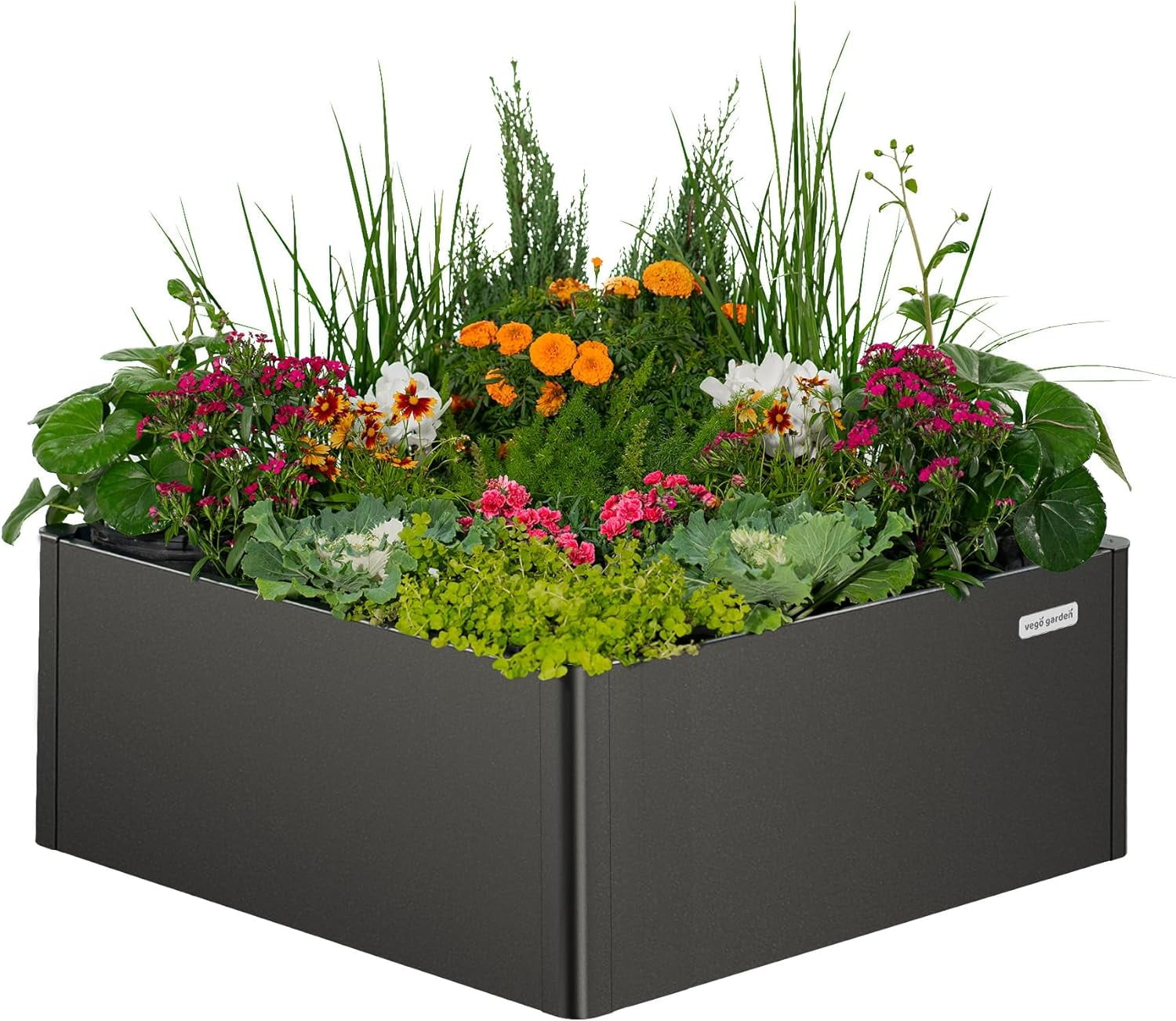 Urban Charcoal Tall Modern Rectangular Metal Raised Garden Bed