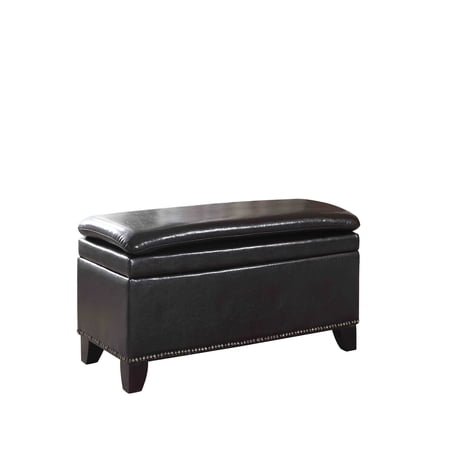 ORE International 17" Tall Storage Bench with Double Cushion, Espresso