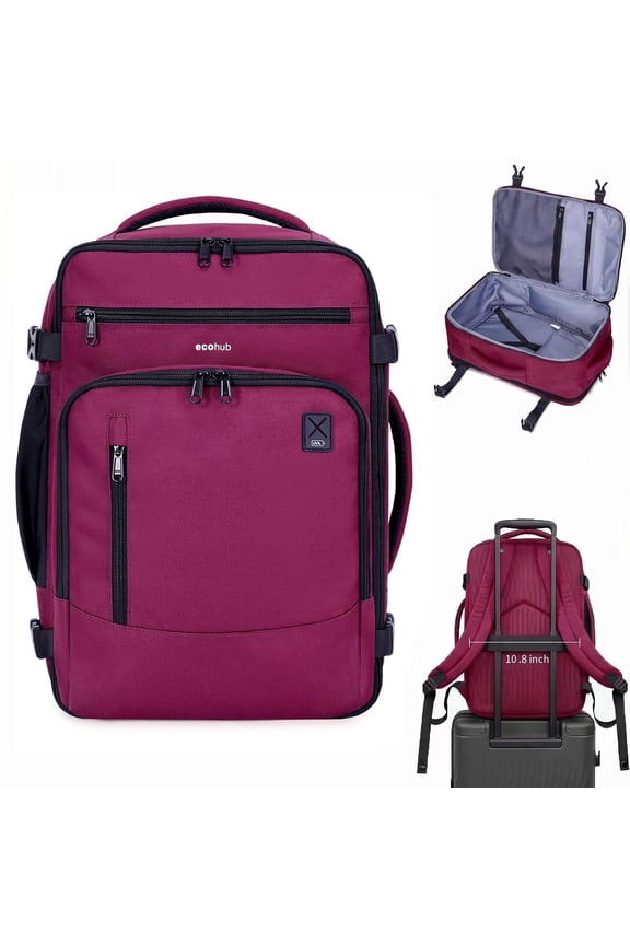 Airport Approved Backpack Travel Carry on Backpacks for Men Women Fit 15.6" Laptop, Business Casual Daypack with 16 Pockets, Water Resistant School College Bookbag 25L, Red