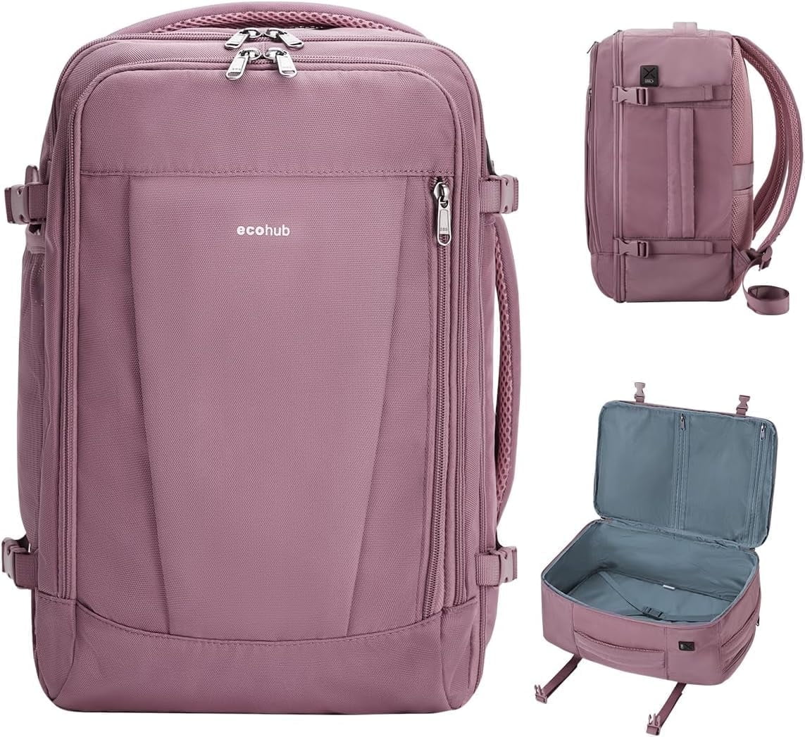 Men's Business Backpack 25L Carry-on Travel Backpack With USB Charging Port Flight Approved Waterproof Full Open Weekender Bag With Side Handle