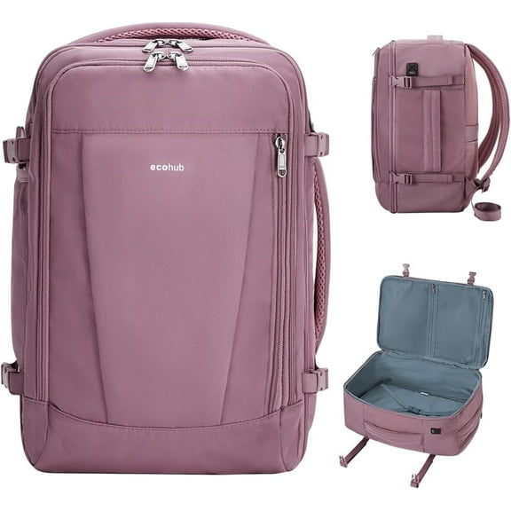 Men's Business Backpack 25L Carry-on Travel Backpack With USB Charging Port Flight Approved Waterproof Full Open Weekender Bag With Side Handle
