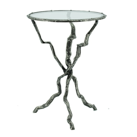 17" Twig Cross Side Table - Antique Silver