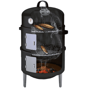 Vertical Charcoal Smoker - Heavy-Duty Steel BBQ Grill w/453 Sq.In Cooking Space & Thermometer, Black