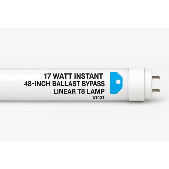 17 Watt Instant Start 48-Inch Ballast Bypass Linear T8 LED Tube Light, Energy Efficient Fluorescent Replacement, Over 1 LB, 120-277V, Easy Installation for Commercial and Residential Lighting 51431