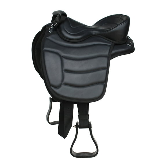 17" Western Horse Bareback Treeless Leather Saddle Pleasure Trail Riding 49103BK