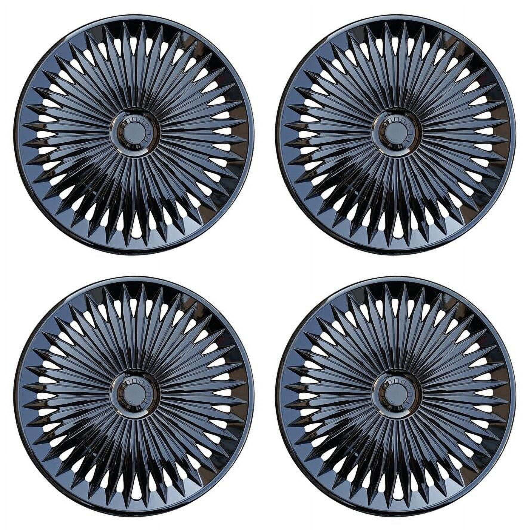 17" Wheel Covers & Hub Caps ABS Glossy Black, 4 Pack