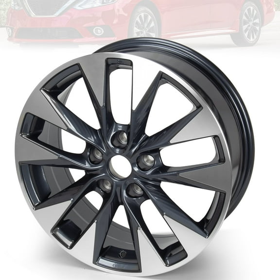 17" Wheel Rim 17x6.5-inch 5-Lug, for 2016-19 Nissan Sentra, Machined Grey Replacement Rims 62730