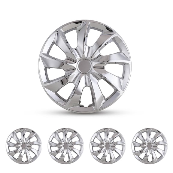 17’’ Wheel Rim Cover Hubcaps Universal Snap On Car Truck SUV Car Accessories ABS & PC Material Replacement Hub Caps Set of 4 (17 Inch-Chrome)