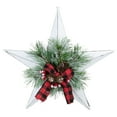 thumbnail image 1 of Northlight 17" White 5 point Christmas Star With Plaid Ribbon with Artificial Pine, 1 of 5
