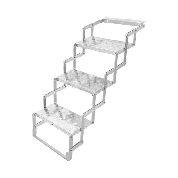 17" Wide Aluminum Alloy Scissor Stairs 3 Step RV Step Camper Stair Folding Steps Ladder for Mobile Home RV Camper Shop Trailers 240Lbs (3 Step)