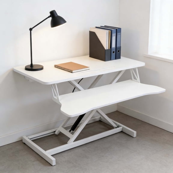 17" Wide Dual Monitor Sit Stand Desk Riser| Height Adjustable Computer Desk & Stand Up Table Converter for Laptop Workstatio