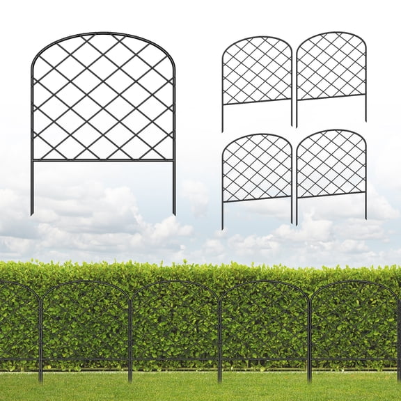 17" X 13", No-Dig Garden Fence, No-Installation One-Piece Garden Fence, Rust-Proof Metal, Diamond (25 pcs)